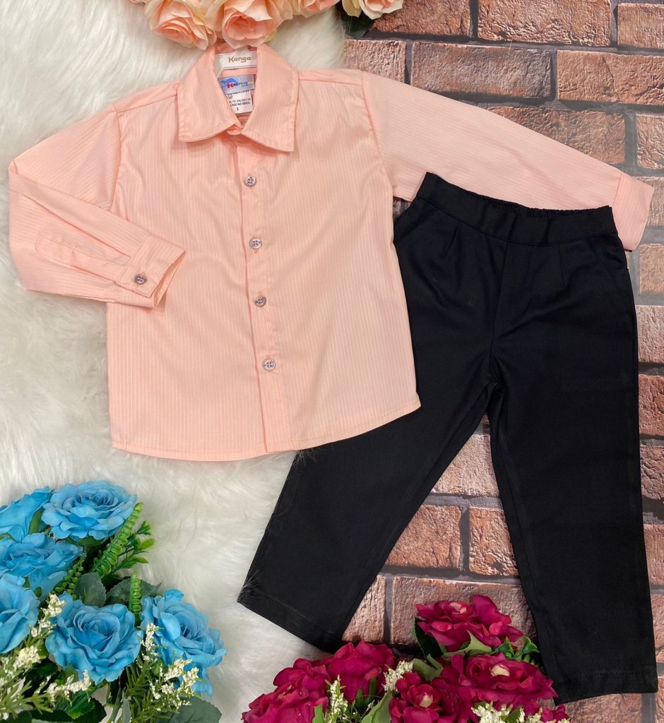 Conjunto Meninos Kanga Social Samuel Salmão Calça Preta