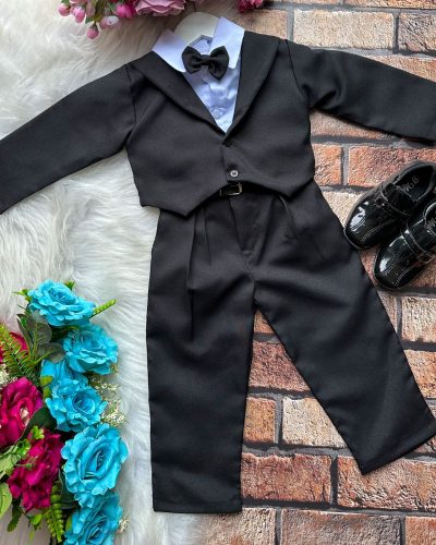 Conjunto Social Miss Cherry Meninos Terno Hugo Preto