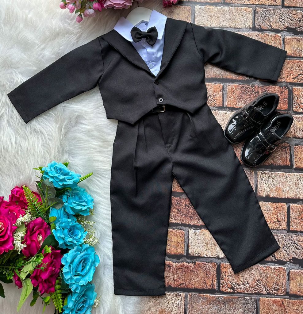 Conjunto Social Miss Cherry Meninos Terno Hugo Preto