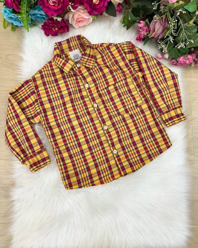 Camisa Xadrez Junina Douglas Amarelo