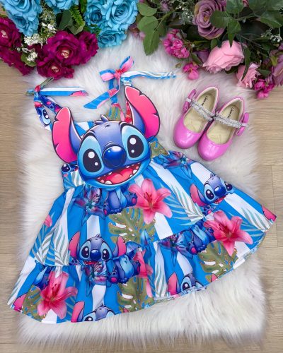 Vestido Temáticos Ysa Kids Stitch Azul