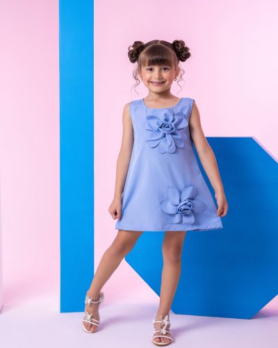Vestido Blogueirinha Jojo Flor Azul