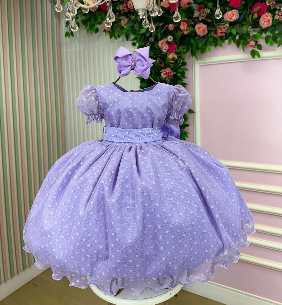 Vestido Marie Lilás Bolinhas