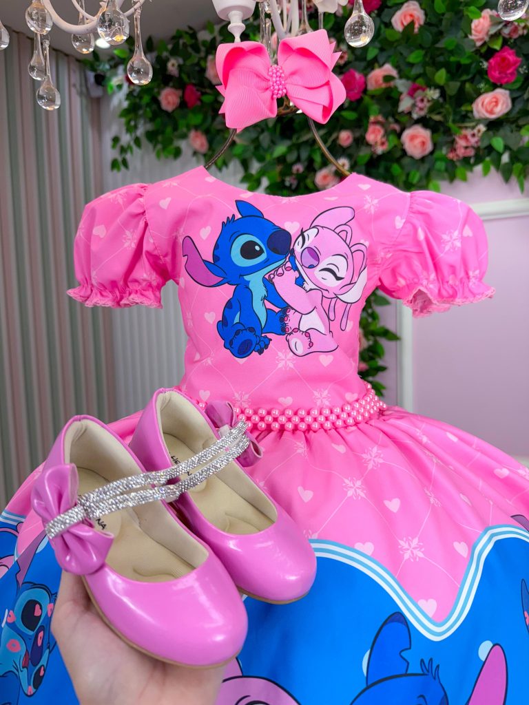 Vestido Tematico Luxo Stitch e Angel Modelo 3