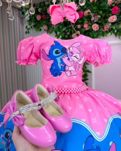 Vestido Tematico Luxo Stitch e Angel Modelo 3