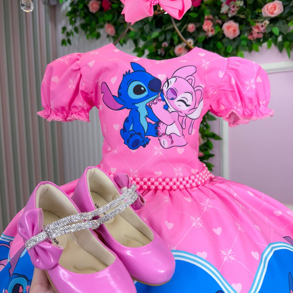 Vestido Tematico Luxo Stitch e Angel Modelo 3
