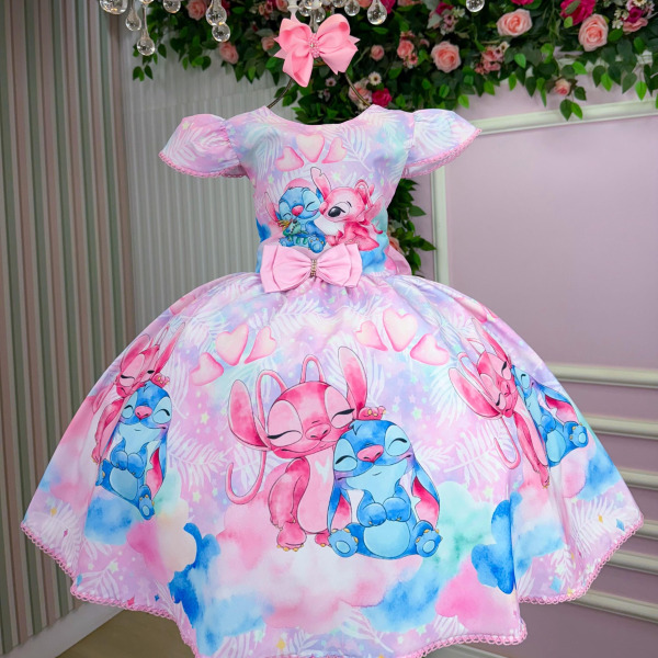 Vestido Tematico Luxo Stitch e Angel Modelo 2