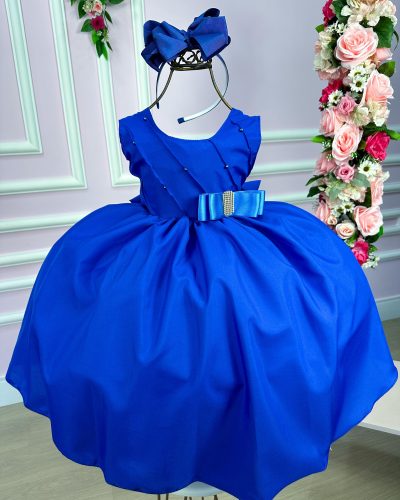 Vestido Belle Fille Lacinho Azul Royal