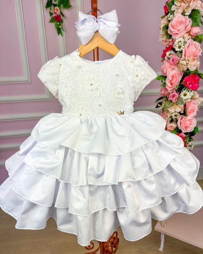 Vestido Miss Sweet Bebe Branco Rendado
