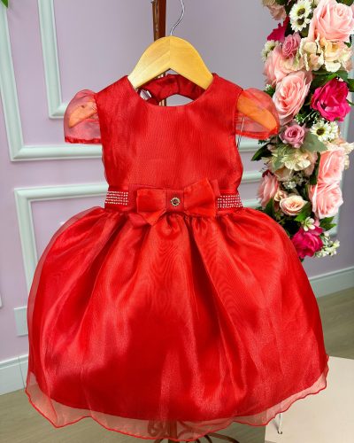 Vestido Miss Sweet Vermelho Cinto Laço