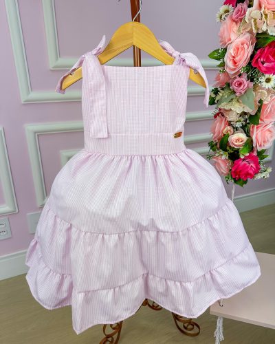 Vestido Banana Club Amelia Xadrez Rosa Bebe