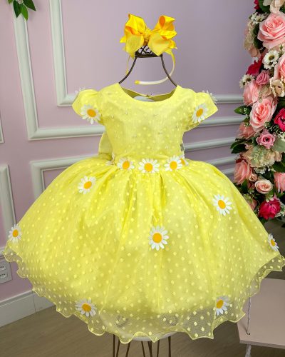 Vestido Marie Jardim Encantado Margaridas Amarelo