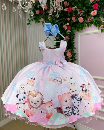 Vestido Ysa Kids Safari Rosa Bebe