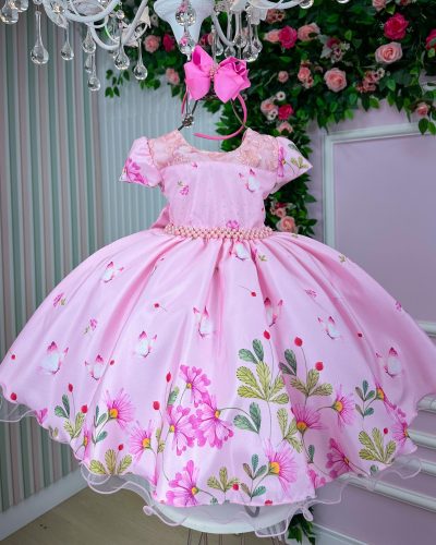 Vestido Giovanella/Giovanela Jardim das Borboletas Rosa Carla