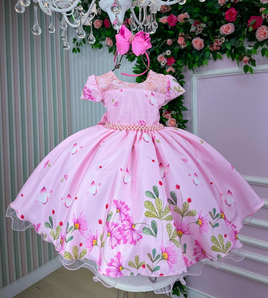 Vestido Giovanella/Giovanela Jardim das Borboletas Rosa Carla