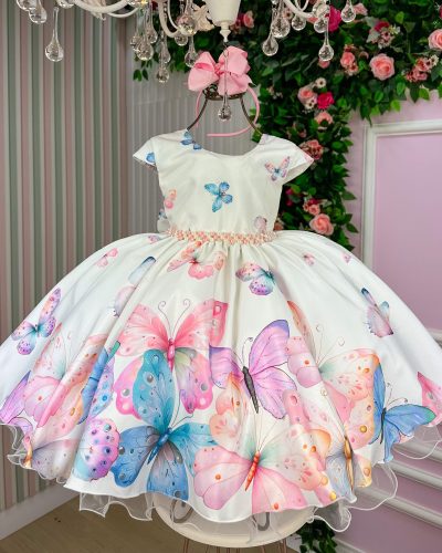 Vestido Giovanella/Giovanela Jardim das Borboletas Off Patricia