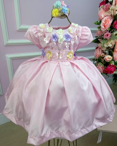 Vestido Miss Sweet Jardim Encantado Rosa Bebe