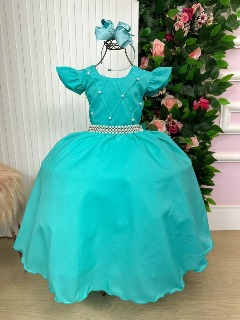 Vestido Ysa Kids Ariane Longo Verde Tifanny