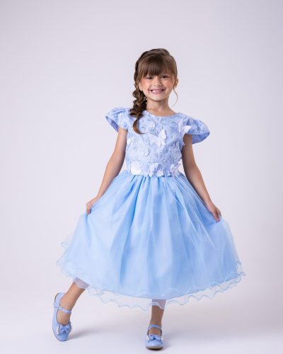 Vestido Marie Jardim Encantado Azul Bebê