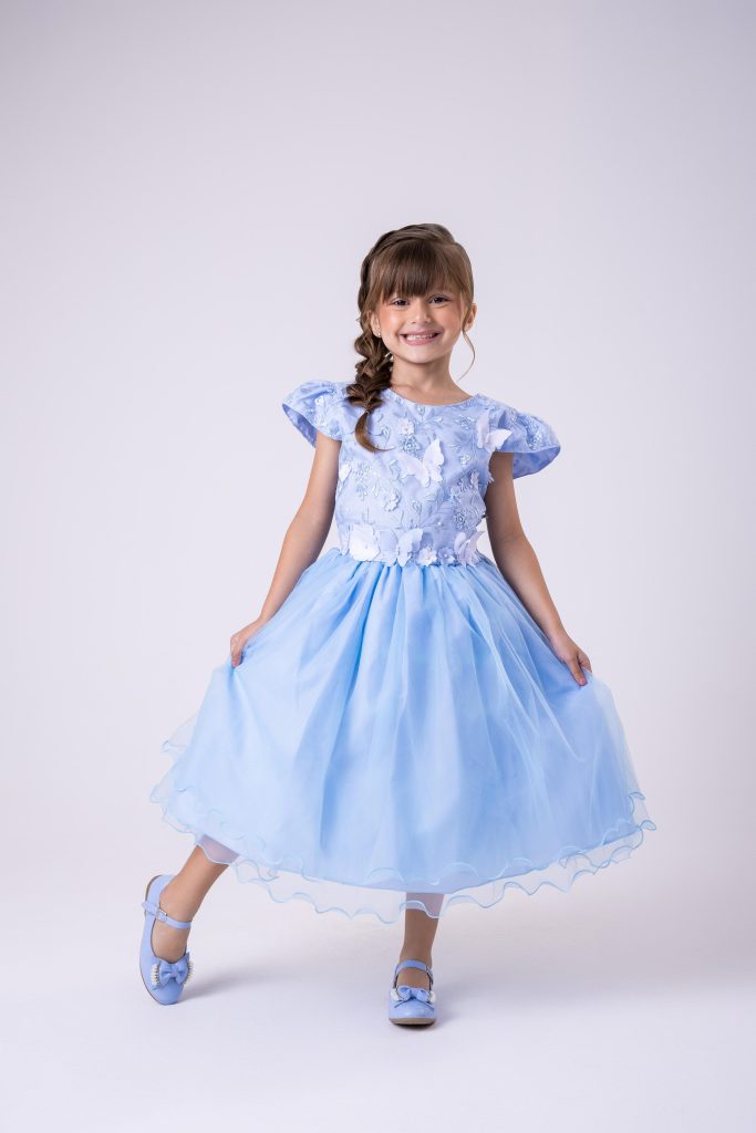 Vestido Marie Jardim Encantado Azul Bebê