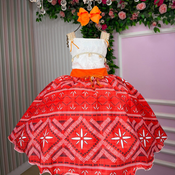Vestido Temáticos Infantil Luxo Moana Modelo 3