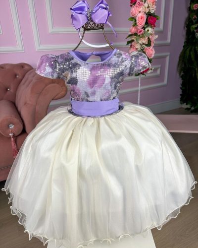 Vestido Marie Saia Off Peito Florido Lilas