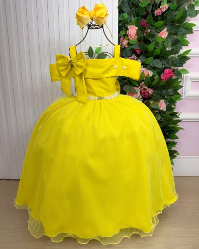 Vestido Banana Club Longo Doce Elegancia Amarelo