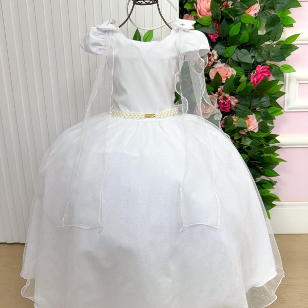 Vestido Banana Club Longo Diamante Branco