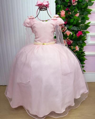 Vestido Banana Club Longo Diamante Rosa Bebe