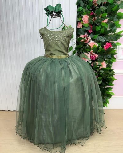 Vestido Enjoy Longo Regata Verde Militar