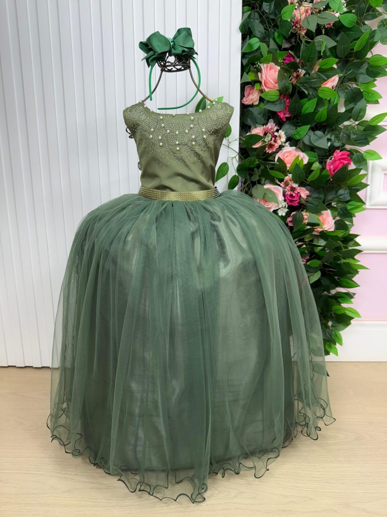 Vestido Enjoy Longo Regata Verde Militar
