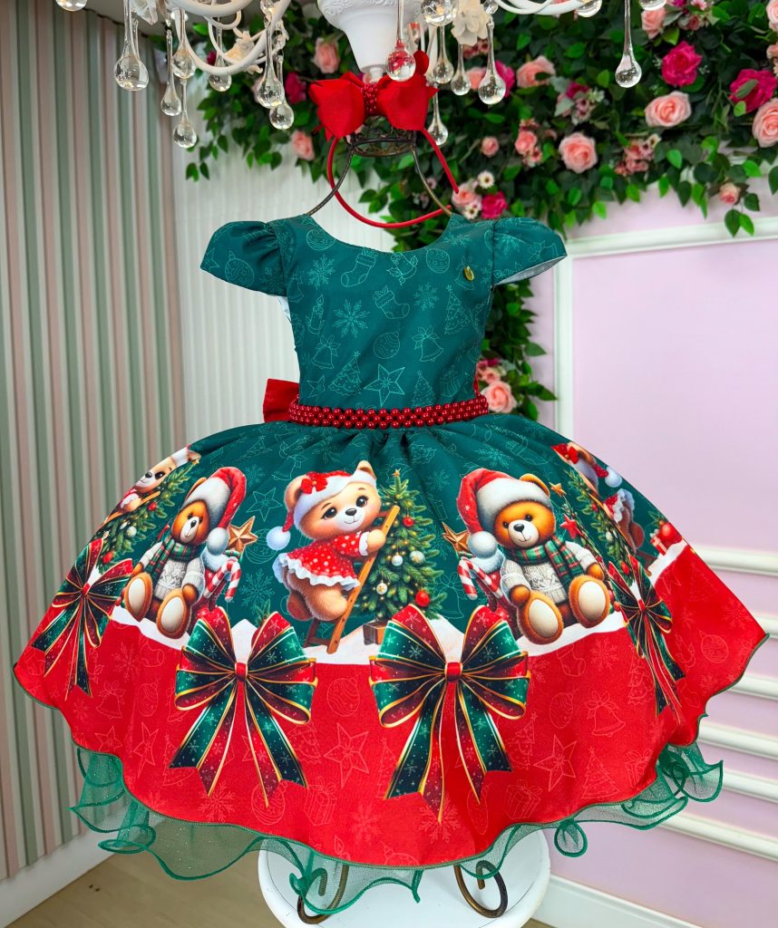 Vestido Banana Club Teddy Natalino Verde