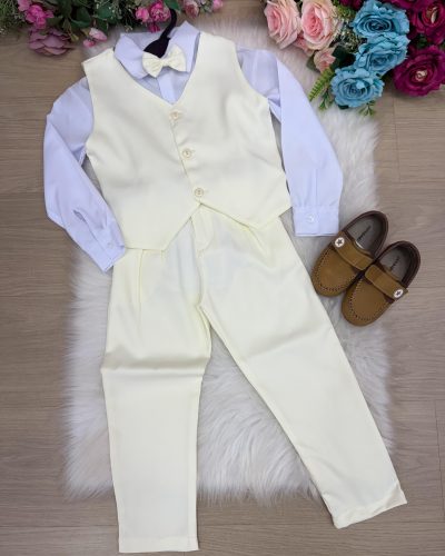 Conjunto Miss Cherry Social Colete Amarelo Claro