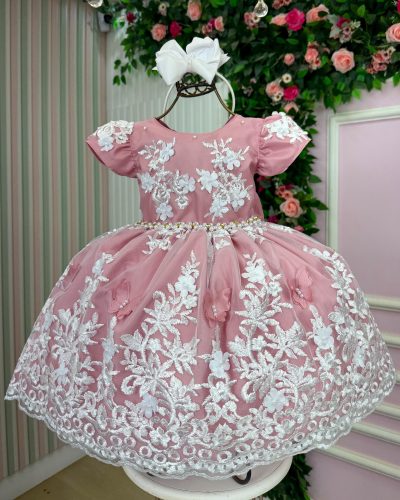 Vestido Marie Jardim Encantado Realeza Rose Renda Branca