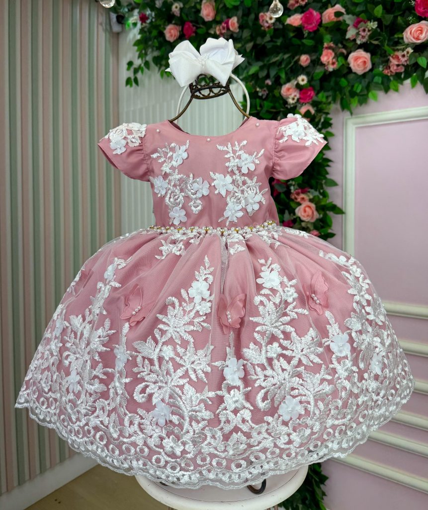 Vestido Marie Jardim Encantado Realeza Rose Renda Branca