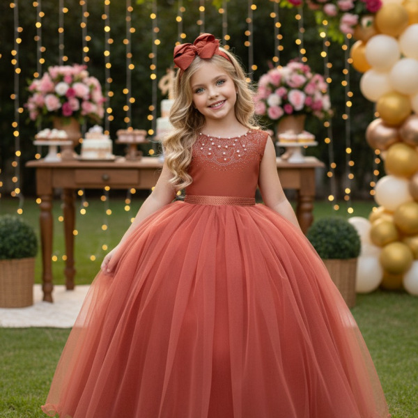 Vestido Enjoy Longo Regata Terracota