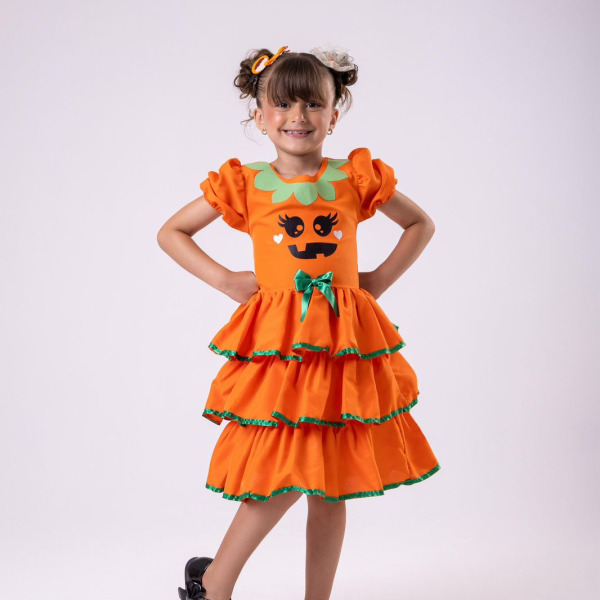 Vestido Tematicos Kids Halloween Doce Abóbora