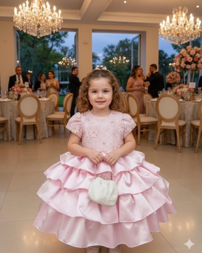 Vestido Miss Sweet Bebe Rosa Bebe Peito Rendado
