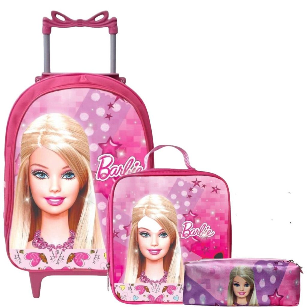 Kit Mochila Rodinhas + Lancheira + Estojo Barbie