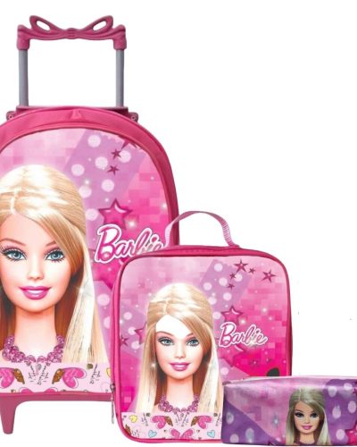 Kit Mochila Rodinhas + Lancheira + Estojo Barbie
