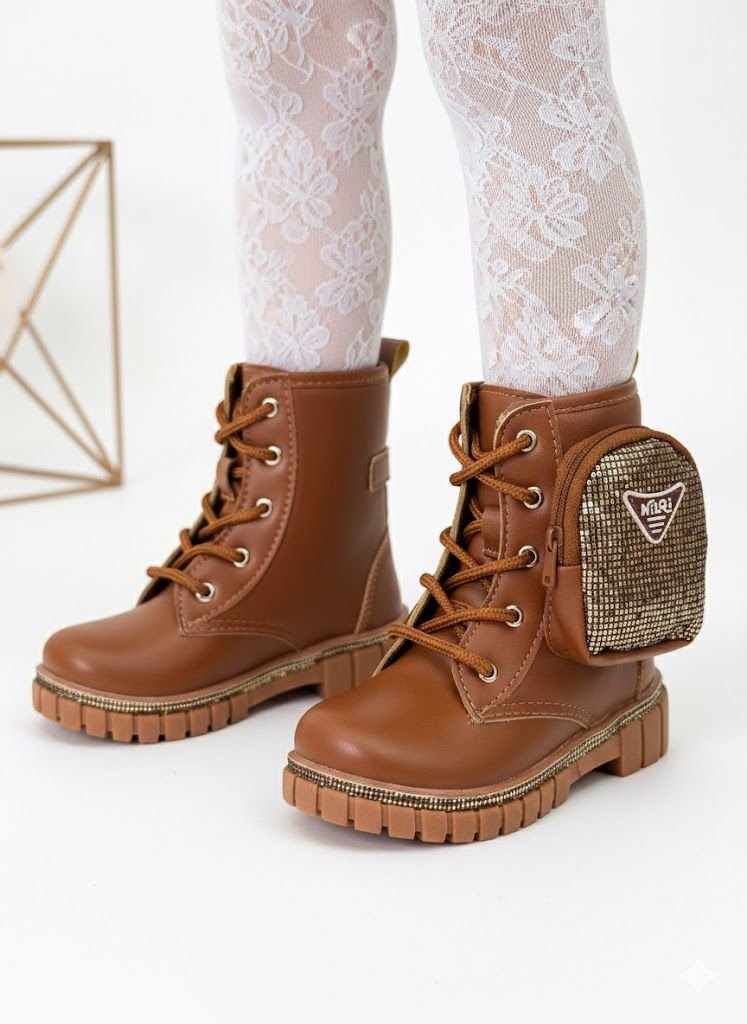 Bota/Coturno Nilqi Malu Bolsinha Cano Baixo Marrom-Caramelo