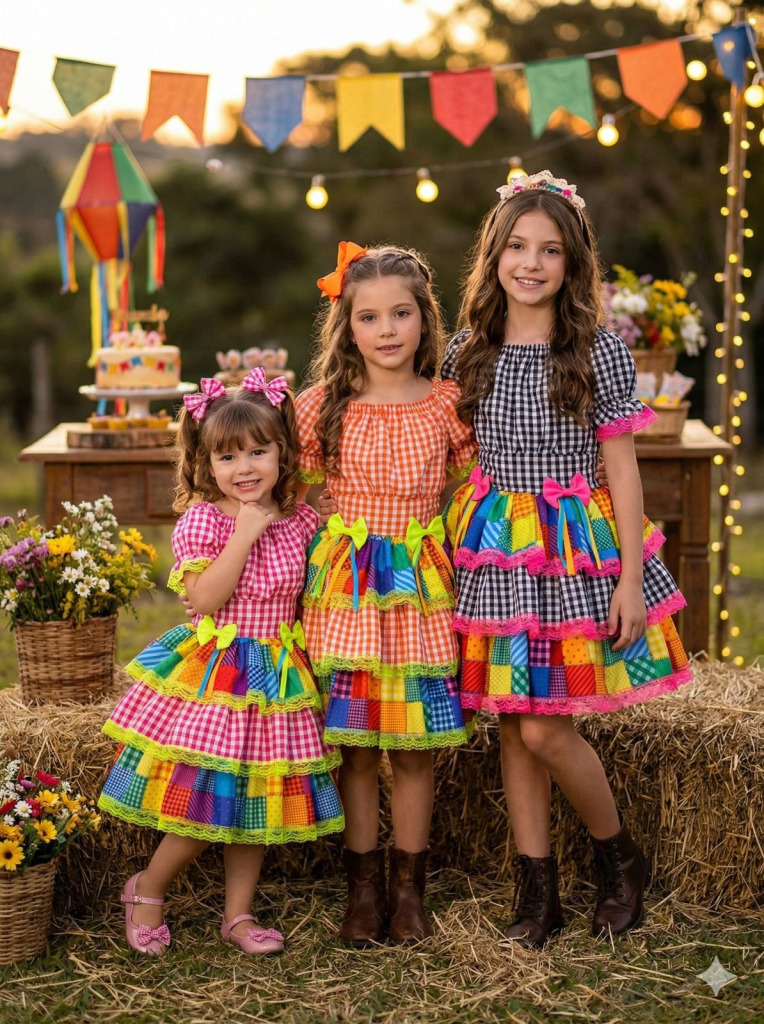 Vestido Junino Banana Club Luxo Quermesse do Sertão