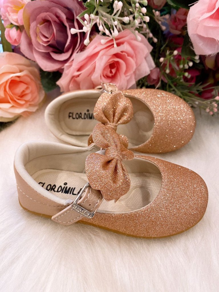 Sapatilha Flor Di Mila Bronze Gliter