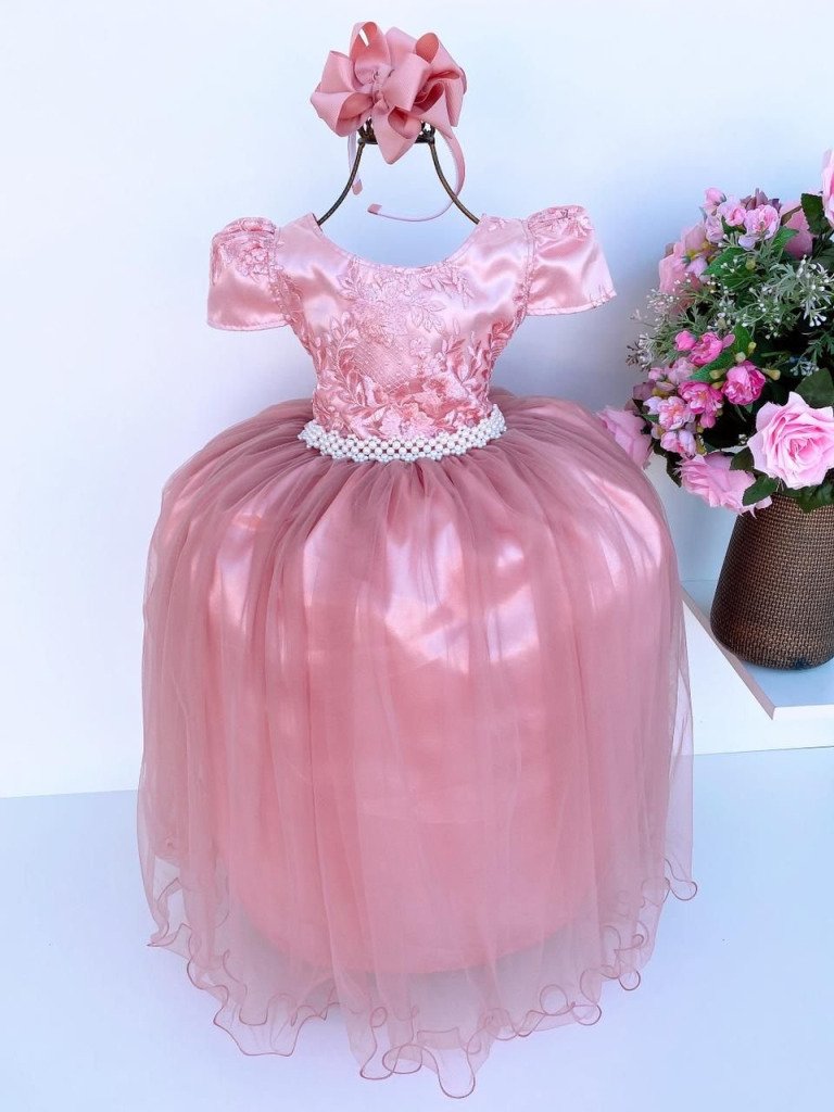 Vestido Infantil Enjoy Longo 3 Rosê