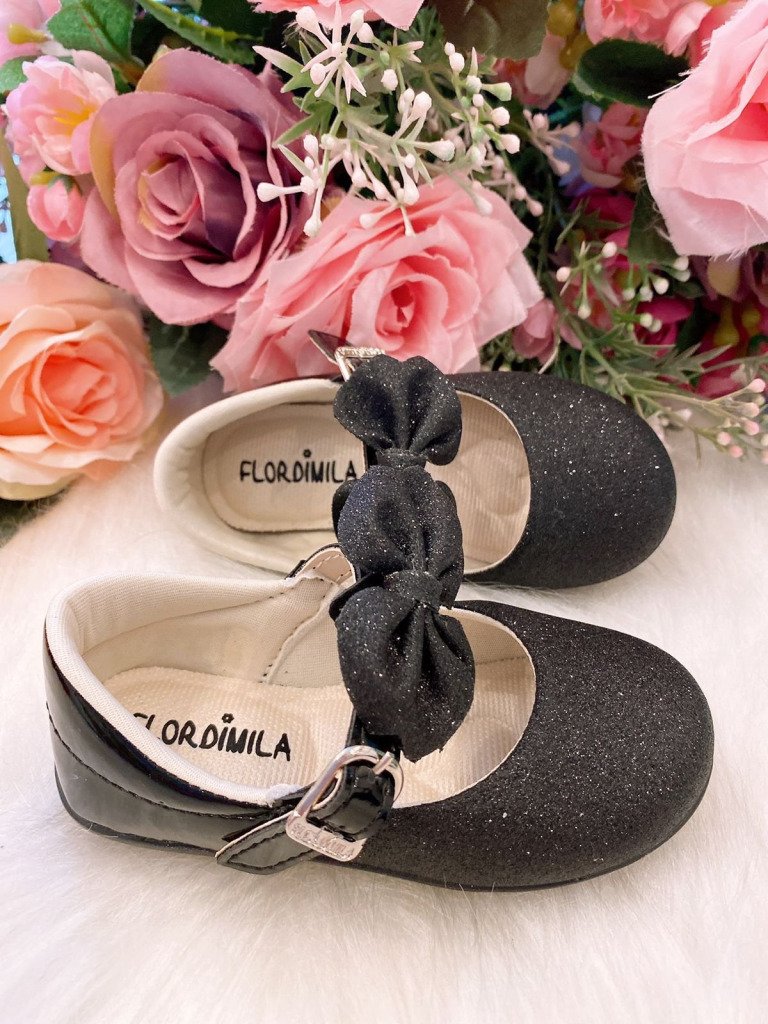 Sapatilha Flor Di Mila Preto Gliter