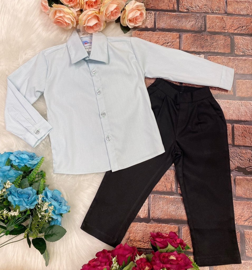 Conjunto Meninos Kanga Social Samuel Verde Calça Preta