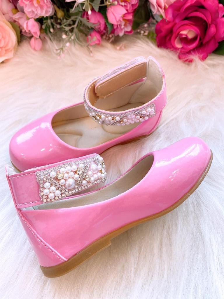 Sapatilha Flor di Mila Rosa Chiclete “Perolas” L