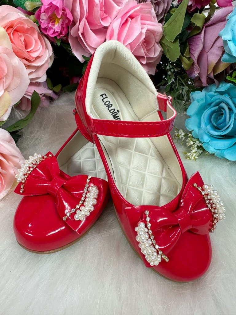 Sapatilha Flor di Mila Vermelha Pérolas Neide
