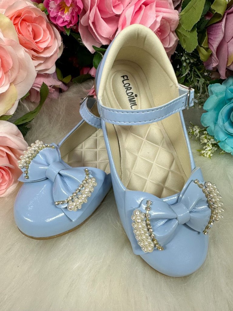 Sapatilha Flor di Mila Azul Bebe Perolas Neide
