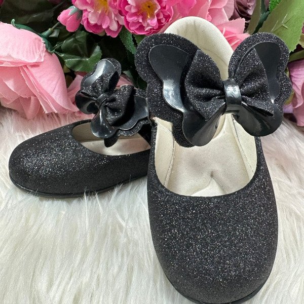 Sapatilha Flor Di MIla Baby Preto Gliter